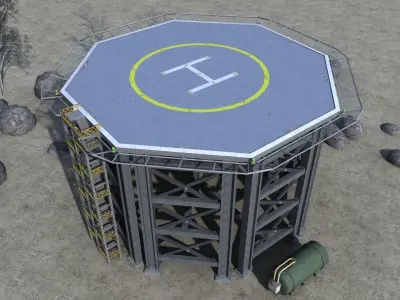 Helipad - industrial helicopter landing pad - Unity 3d package Low-poly 3D model