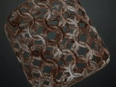 Rusty Round Iron Chainmail PBR Seamless Texture