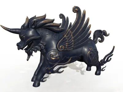 Ancient Chinese Bronze Lion 3D model