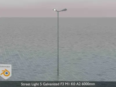 Street Light 5 Galvanized F3 M1 K0 A2 6000mm Low-poly 3D model