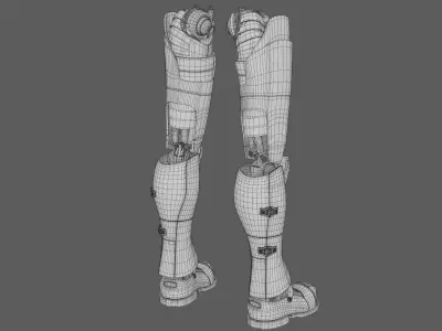 mechanical robot legs with cable and carvings 3D model 3D model