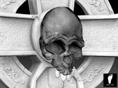 3D Skull Tombstone - High Poly 3D model