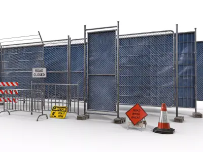 Construction Metal Fence Low-poly 3D model