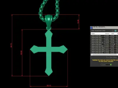 High Cross Pendant Light Gold 18K 3CP061 3D model