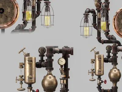 Steam Gauge Lamp by machineagelamps 3D model