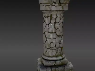 Ancient Stone Ruin Pillar Game Ready Prop Stone Model 3D model