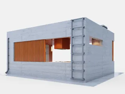 Gazebo with fireplace and summer kitchen 3D model