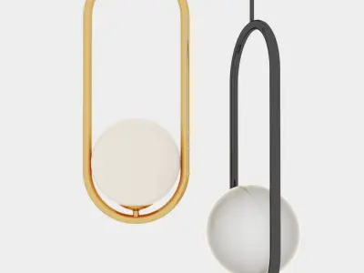 Modern small glass ceiling light Low-poly 3D model