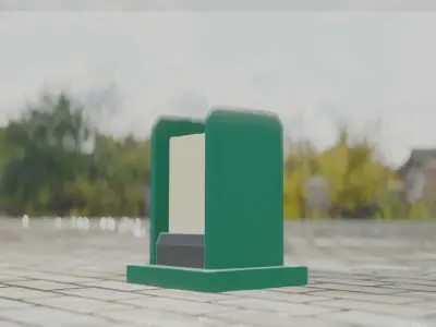 Street Light 8 Bollard 200mm Moss Green Version 1 Low-poly 3D model