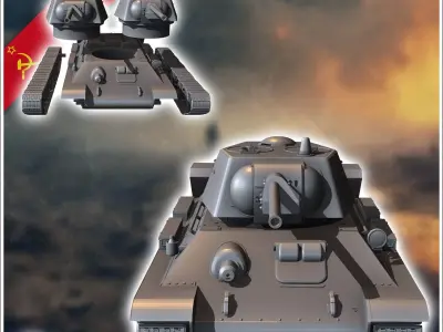 OT-34 flamethrower tank - Soviet army WW2 Second World East fron 3D print model