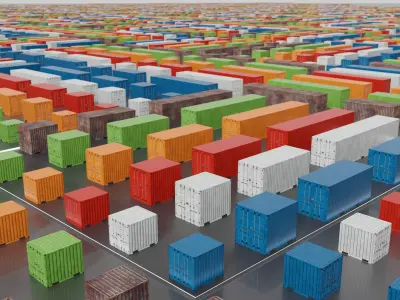 Low-Poly Shipping Container Modules all Versions 3D Model Pack