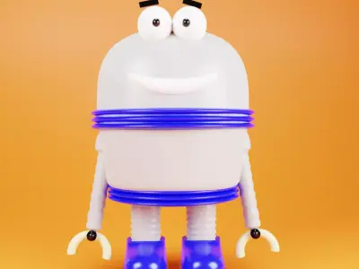 Cute robot Low-poly 3D model
