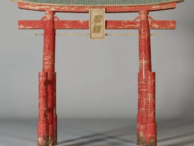 Torii tori gate in japanese style Low-poly 3D model