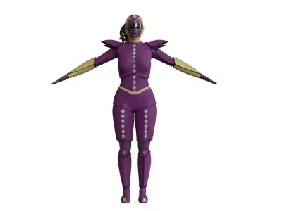 High-quality purple robot model 3D model
