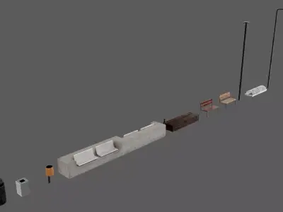 Street Furniture Pack Low-poly 3D model