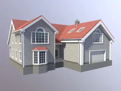 Modern Suburban House 4 Low-poly 3D model