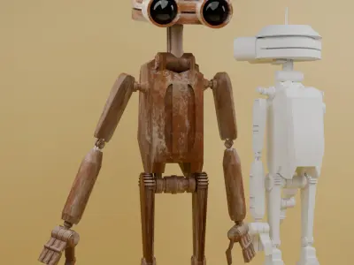 Stylized Rigged Robot Character  Blender FBX  OBJ  Game Ready Low-poly 3D model