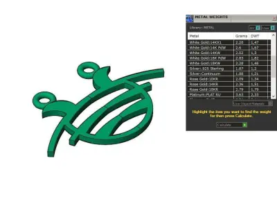 Pendant model bee charm gold 3D print model