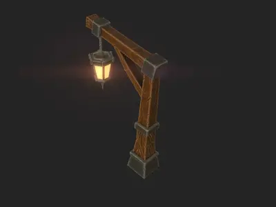Stylized street lamp Low-poly 3D model
