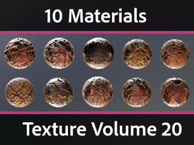 10 Materials Skin Dragon Seamless PBR Volume 20 Texture
