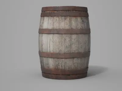 Old Wooden Barrel 3D model