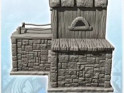 Medieval stone building with flat roof and terrace 4 - Medieval  3D print model