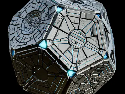 Geometrical Spacecraft Hedra Sphere Round Sci-Fi Space Station Low-poly 3D model