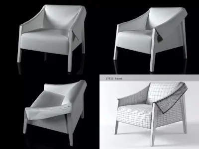 Ara lounge chair in four different positions 3D model
