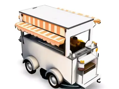 Realistic Food Truck 3D Model Low-poly 3D model
