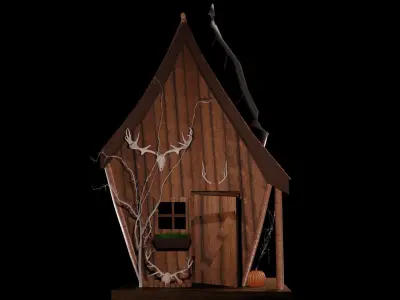 Tiny Forest House Sauna Built Low-poly 3D model