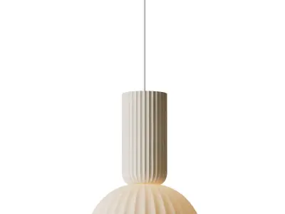 Jeanne Fluted White Porcelain Dome Pendant Light 3D model