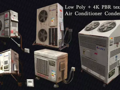 5 Low Poly Air Conditioner Condenser with 4K PBR textures Low-poly 3D model