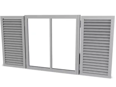 Low Poly Wooden Window Low-poly 3D model