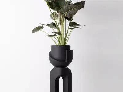 Modern Plant Stand 3D Model Minimalist Planter Sculptural Base Low-poly 3D model