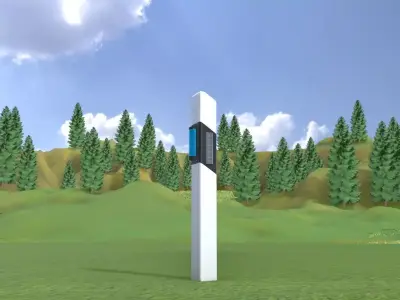 Delineator with wildlife warning reflector white R Low-poly 3D model