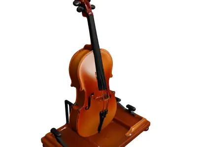Realistic Cello with Stand 3D Model Low-poly 3D model