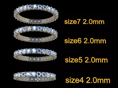 Diamond Infinity Wedding Band or Fashion Band Mix Size 4 5 6 7 3D print model