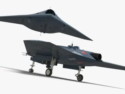  TAI Anka-3 Flying Wing UCAV Design Dark Blue Rigged 