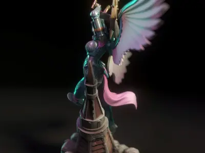 Celeste statue of woman holding sword 3D print model