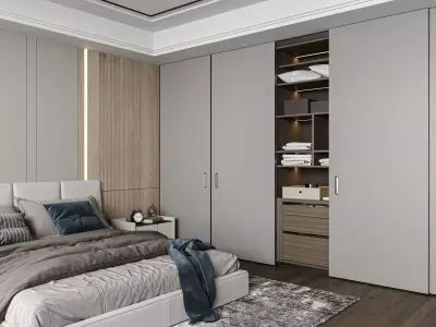 Modern Minimal Master Bedroom 3D model