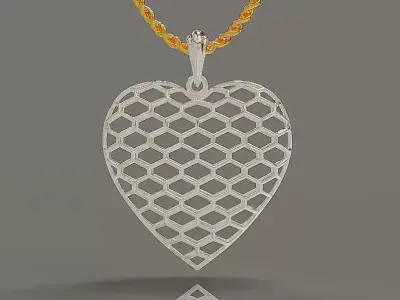 Honeycomb Geometric Heart necklace 3D print model