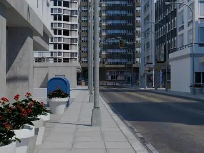 City Downtown Skyscraper Street Low-poly 3D model