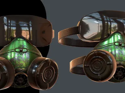 Gas mask helmet 3d model scifi Low-poly  Low-poly 3D model