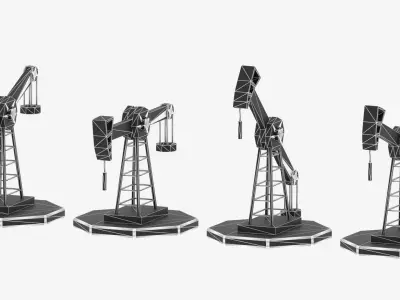 Cartoon Oil Pump Jack Low-poly 3D model