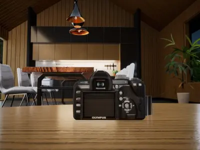 OLYMPUS E-510 DSLR Camera - Idle Low poly Model Free low-poly 3D model