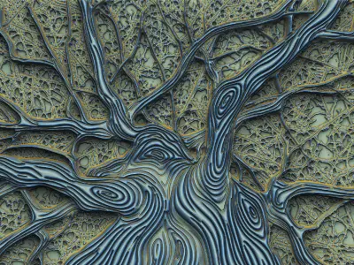 Wall decor tree root relief architectural ornament 3D print model