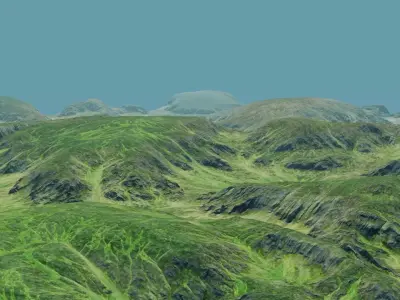 Grass Rock Hills Valley Landscape 3D model