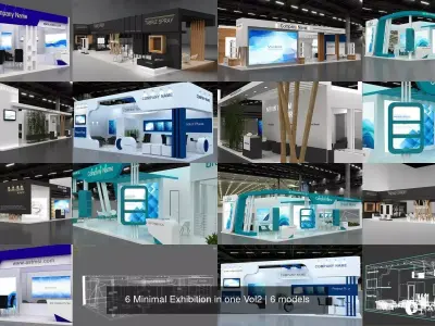 6 Minimal Exhibition in one Vol2 3D Model Pack