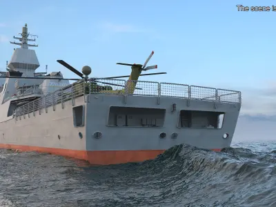  Iranian Destroyer Deylaman with Helicopter Rigged 