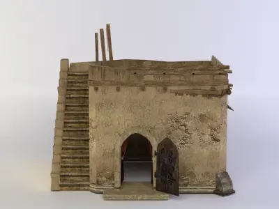 Building old with stairs and door Low-poly 3D model purchase